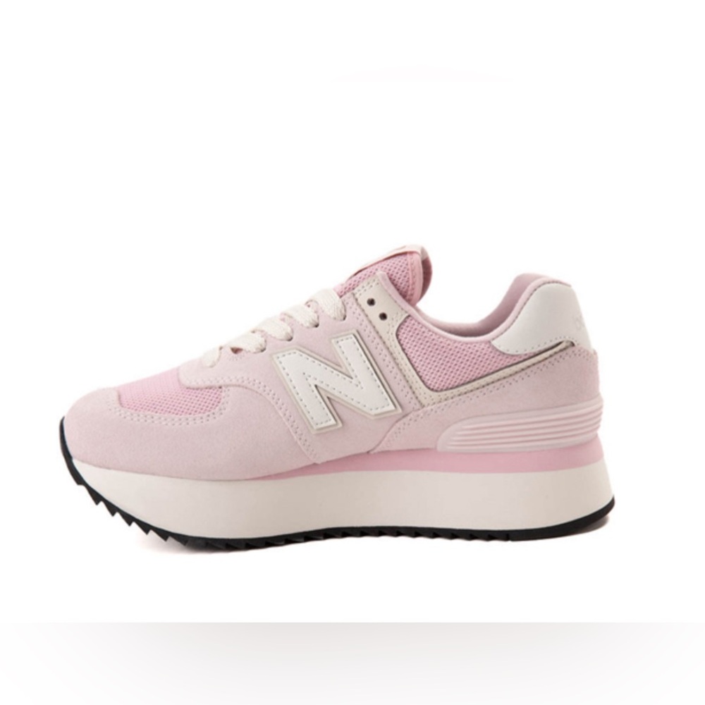 New Balance 574+ Athletic Shoe - Mid-Century Pink / Pink Granite / Linen Womens - Picture 3 of 6
